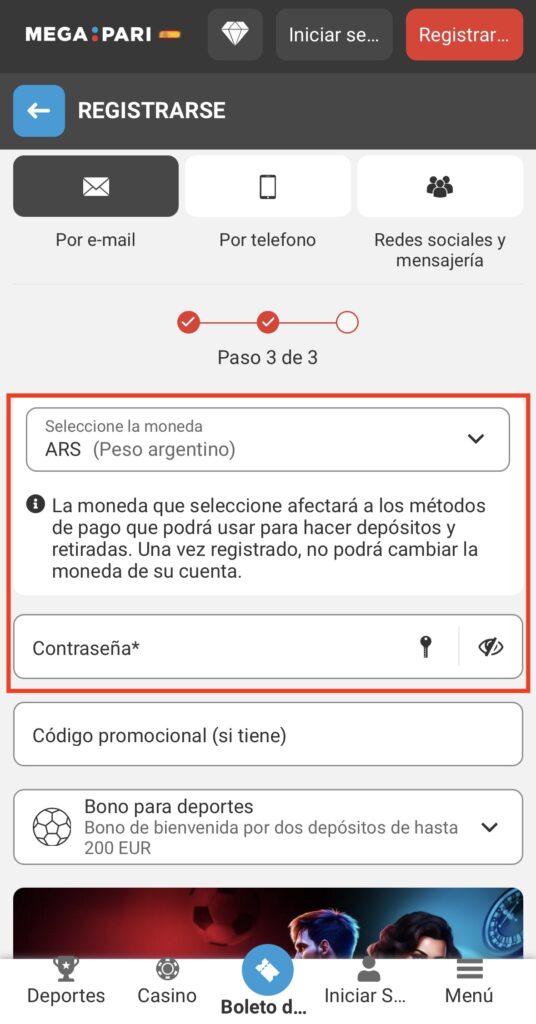 seleccione la moneda